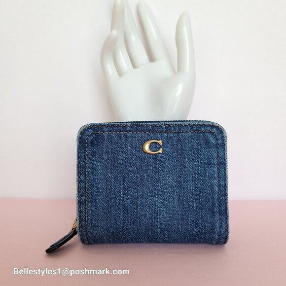COACH Billfold Small Wallet in Denim -Deep Blue color ⭐ - Picture 6 of 16